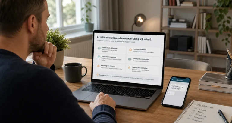 Person som kontrollerar om en IPTV-leverantör är laglig och säker